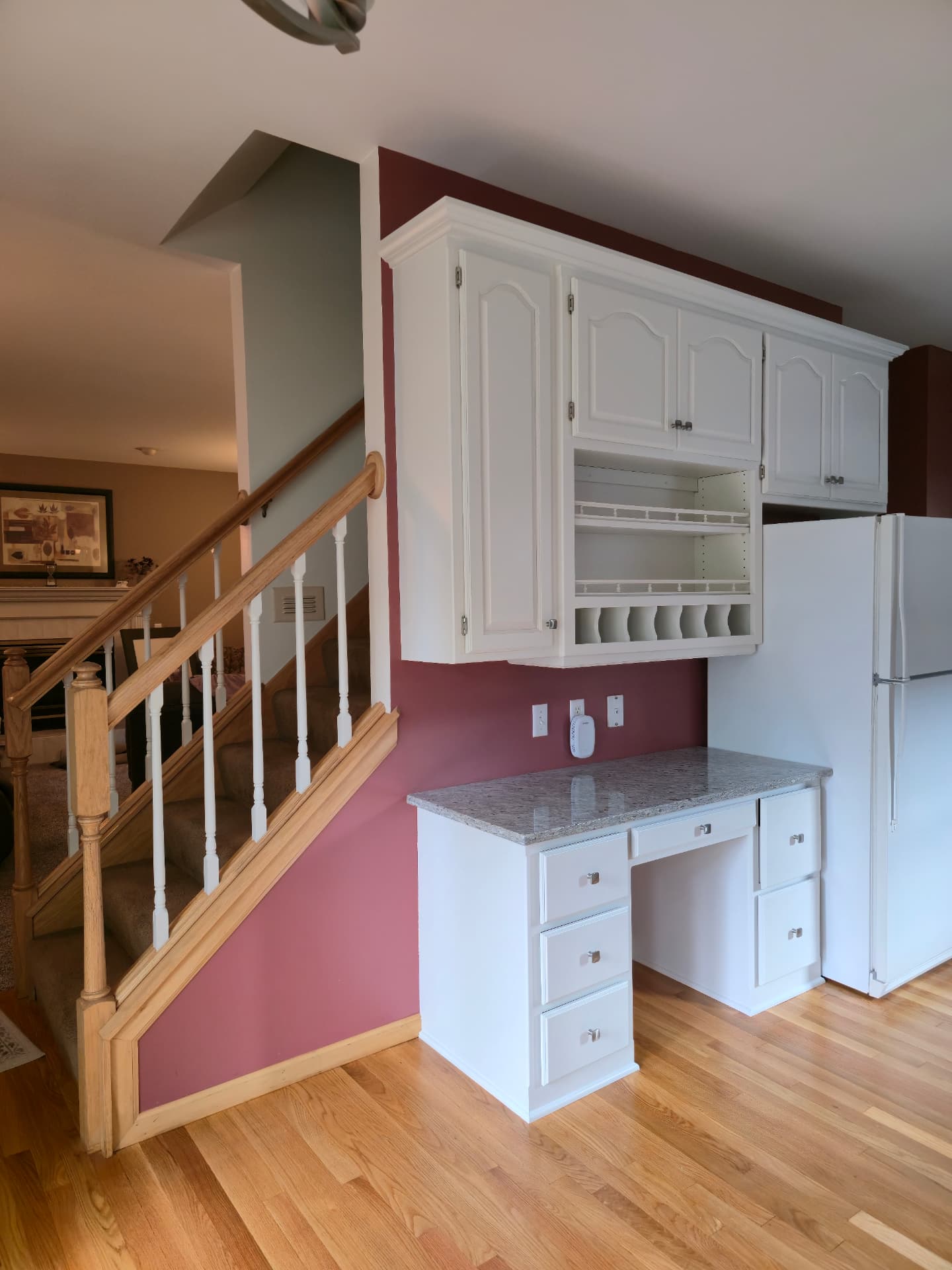 White Cabinet and Built-In Desk Refinishing in Vadnais Heights, MN