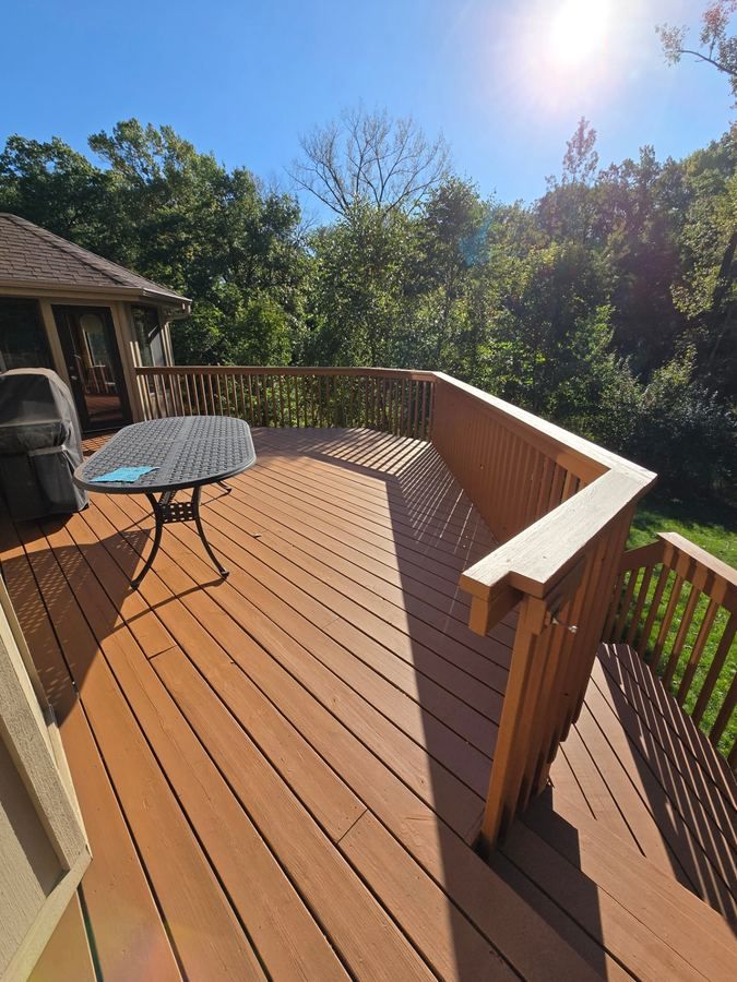 Deck after professional staining with fresh protective finish
