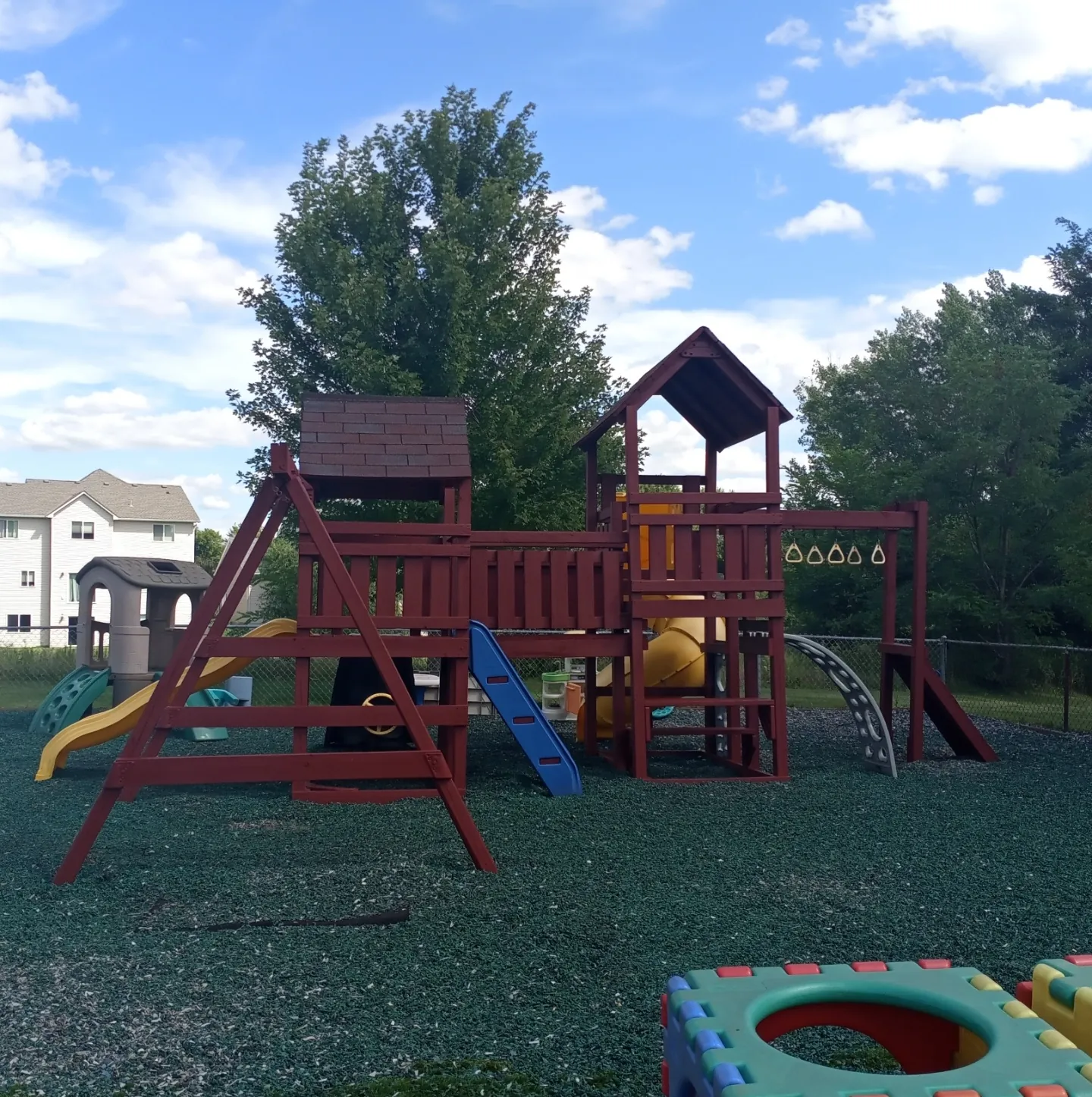 Red Cedar Playground Structure · Shoreview, MN · Non-toxic stain, full structure, UV protection Red Cedar Playground Staining in Shoreview, MN