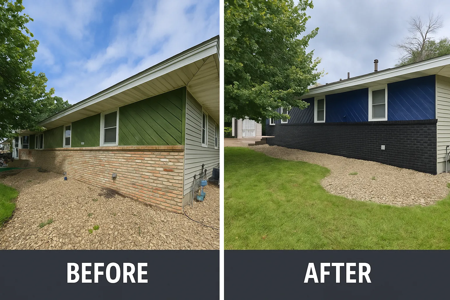 Minnesota home exterior siding repaint — before and after