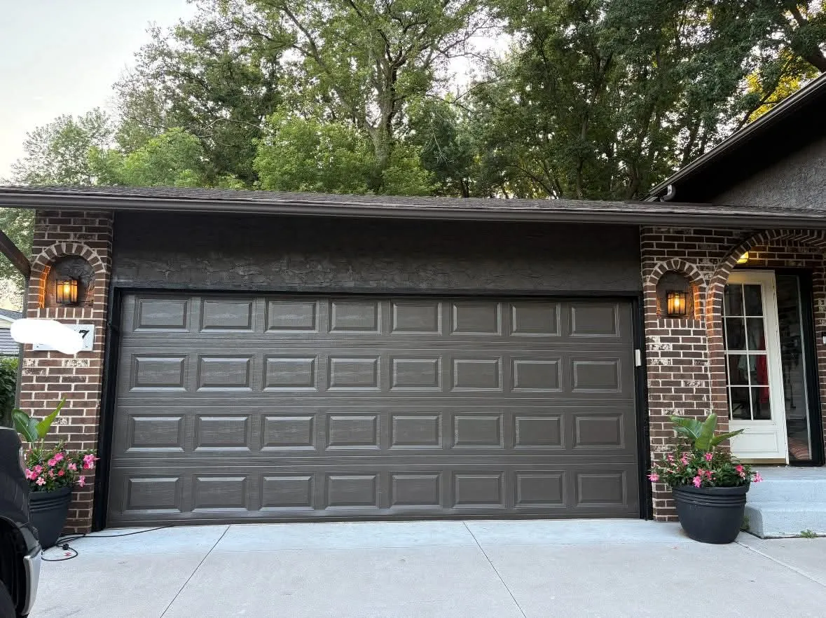 Dark Brown Garage Door Painting in Fridley, MN